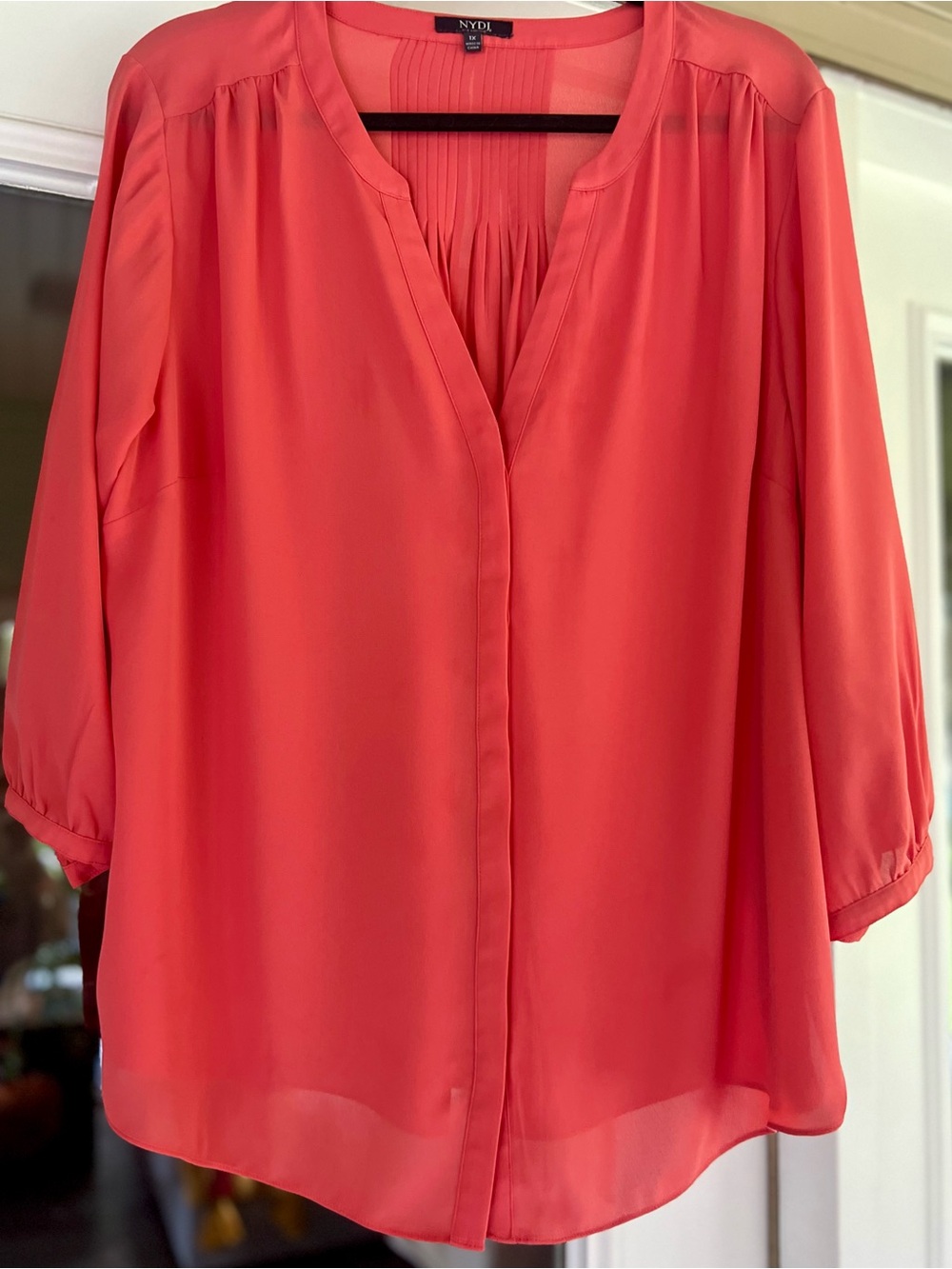 NYDJ Coral Split V-Neck 3/4 Sleeve Tunic - Picture 3 of 4